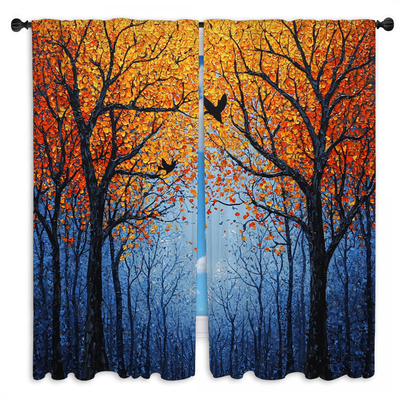 Rideaux de fenêtre en forêt d'automne, drapeaux bohémiens bohémiens - 2 panneaux, L 20 po x L 82 po