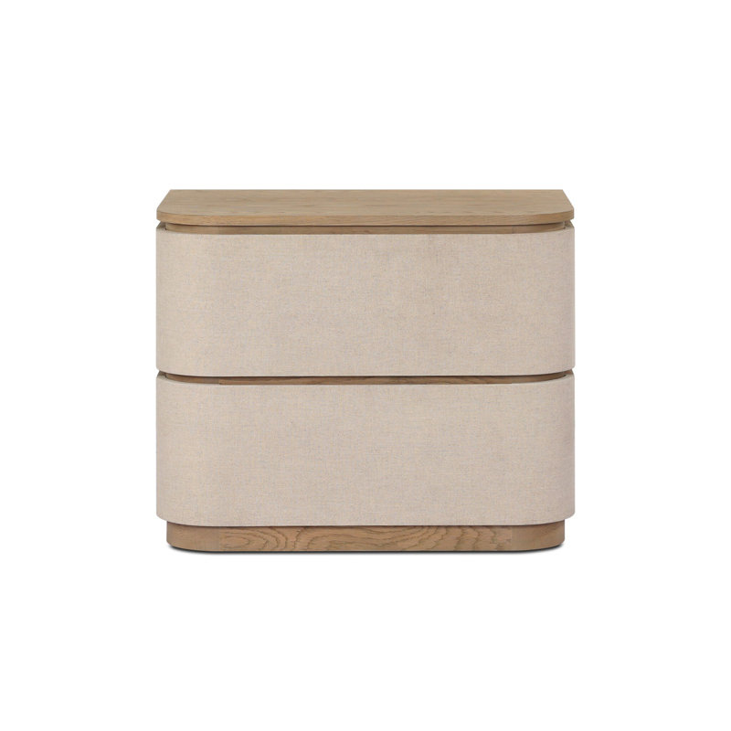 Mariella Nightstand-Beige Painted Linen