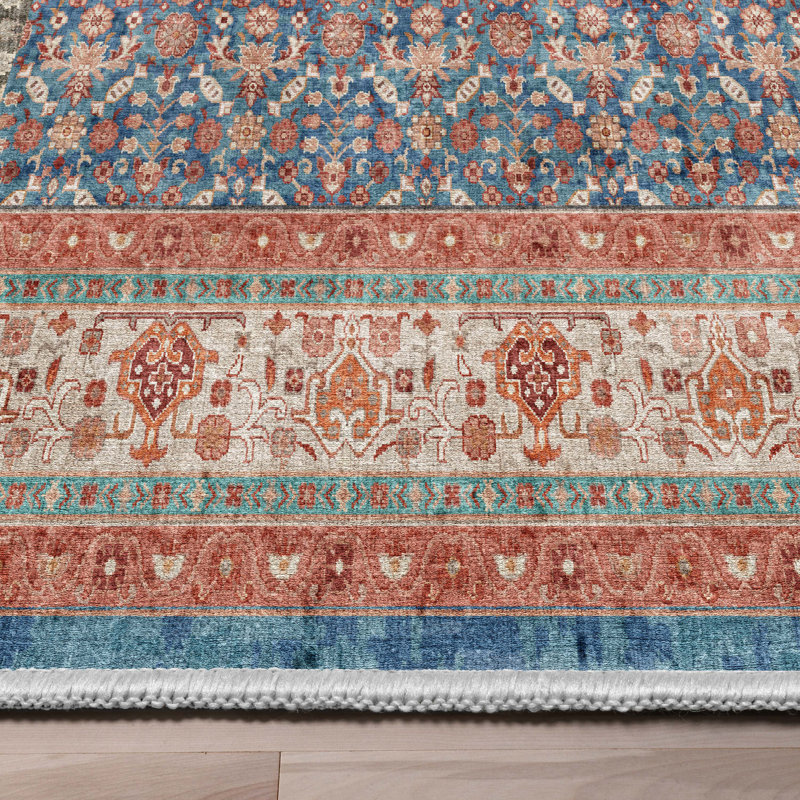  Tapis bleu / ivoire Asha Lilith, Rectangle 9 pi 10 po x 13 pi