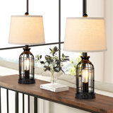 Jeadon Metal Bird Cage, 3 Way Dimmable, Night Light Table Lamps with USB Port