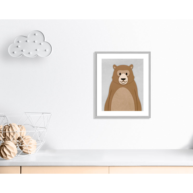 Adhésif décoratif Cheery Bear, 24.5" H x 20.5" W x 1.18" D, Encadré de boîte argent