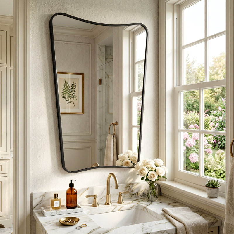 Miroir de salle de bain Contemporary, 36 po x 24 po, Noir