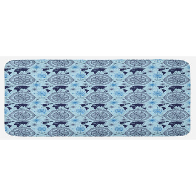 Tapis de cuisine indigo rétro