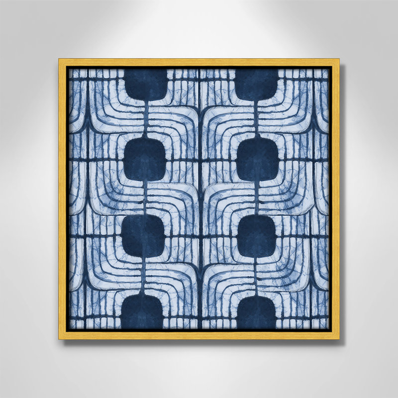 «Blu Batik II» par Emma Peal, H 13,5 po x l 13,5 po, Or