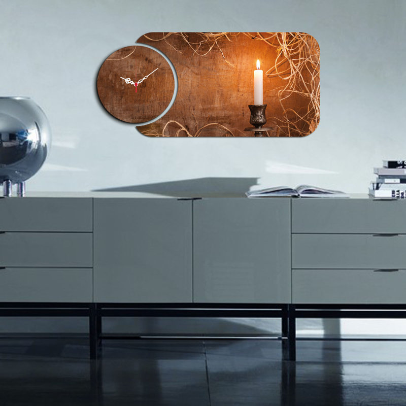 Ensemble de 2 horloges murales décoratives Chic, design moderne, 26,8 x 12,6 pouces | Fabrication 100% bois aggloméré, épaisseur: 0,1 pouce | Parfait pour le salon, le bureau ou la chambre à coucher, les garde-temps élégants et fonctionnels