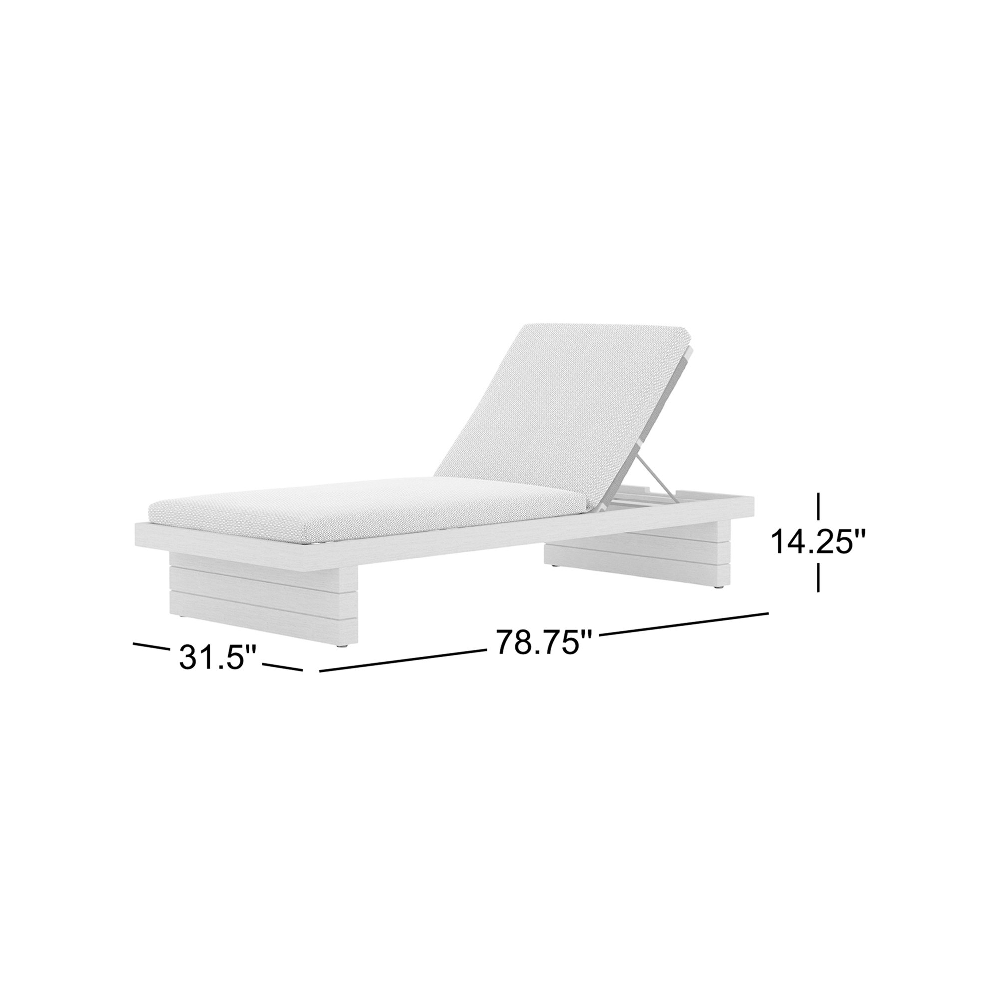 Davie 31.5'' Outdoor Teak Chaise Lounge, Gray, Charcoal