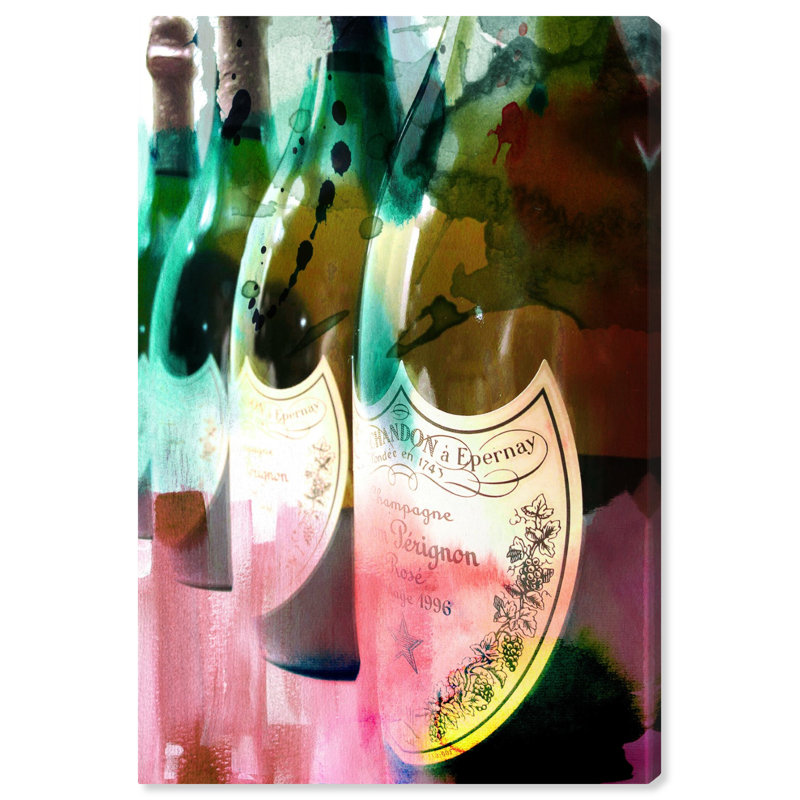 Champagne Feast - peinture sur toile tendue, H 30 po x l 20 po