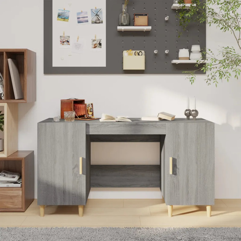 140Cm W Rectangular Computer Desk, Grey Sonoma
