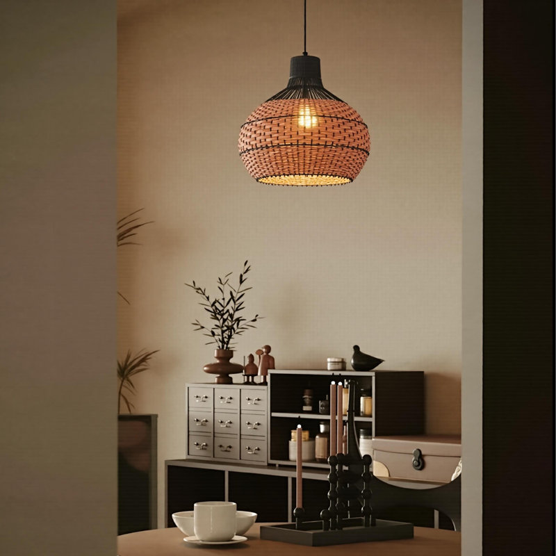 Brand 1 - Light Brown/Black Dome Pendant, 19.68" H x 19.68" W x 19.68" D