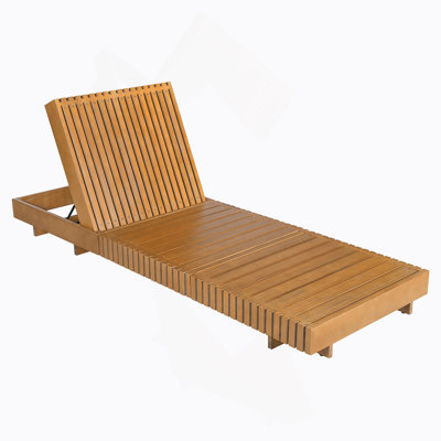 Chaise longue d'extérieur avec dossier réglable à 6 positions, bois d'acacia massif, couleur cuivre teck