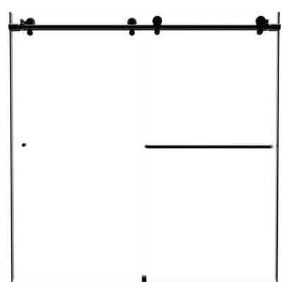 Eclipse 60 in. W x 60.5 in. H Sliding Bypass Frameless Tub Door in Matte Black with 3/8 in. (10mm) Thick Clear Glass