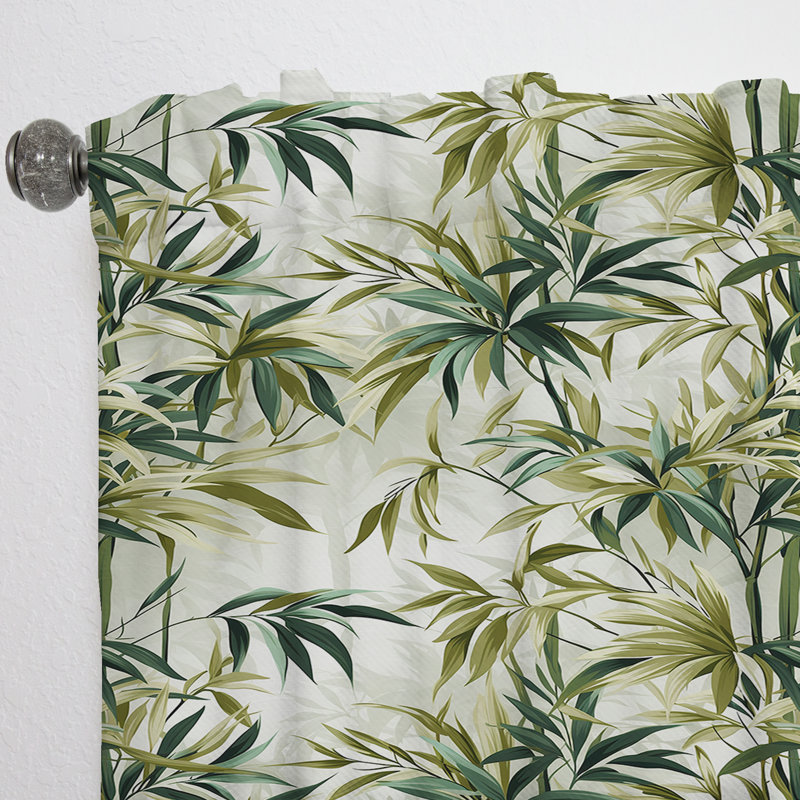Bamboo Zen Tropical Pattern II - Floral Curtain - Velvet Room Darkening - 1 panel, 52" W x 84" L