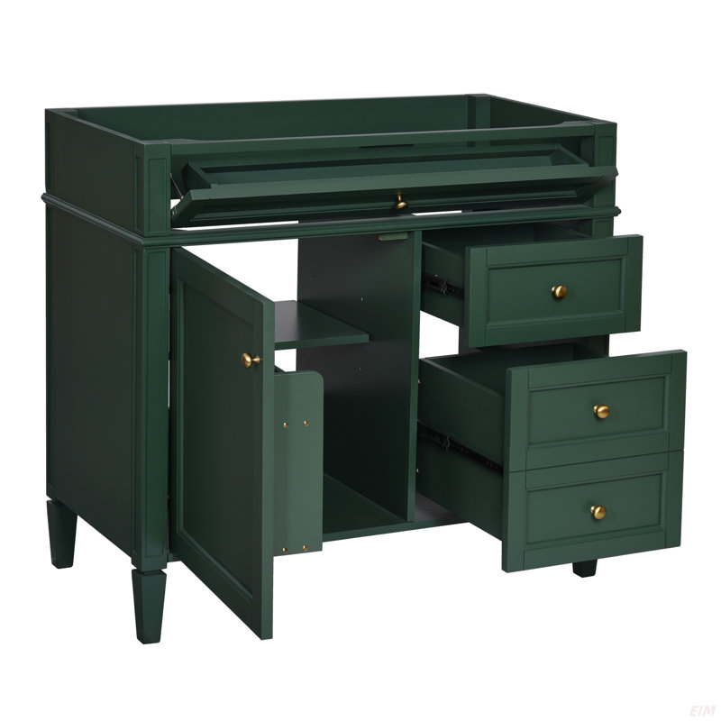 Bathroom Vanity Without Top Sink, Modern Bathroom Storage Cabinet With 2 Drawers And A Tip-Out Drawer (NOT INCLUDE BASIN)