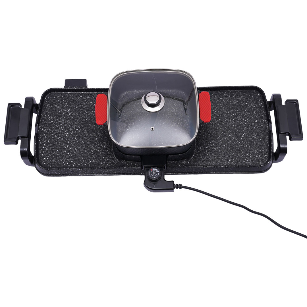 Portable Barbecue Hot Pot 2 In 1 Non Stick Electric Hot Pot with Grill JOYDING