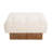 Square Upholstered Tufted Linen Fabric Ottoman, Solid Wood Legs, Beige-122443003