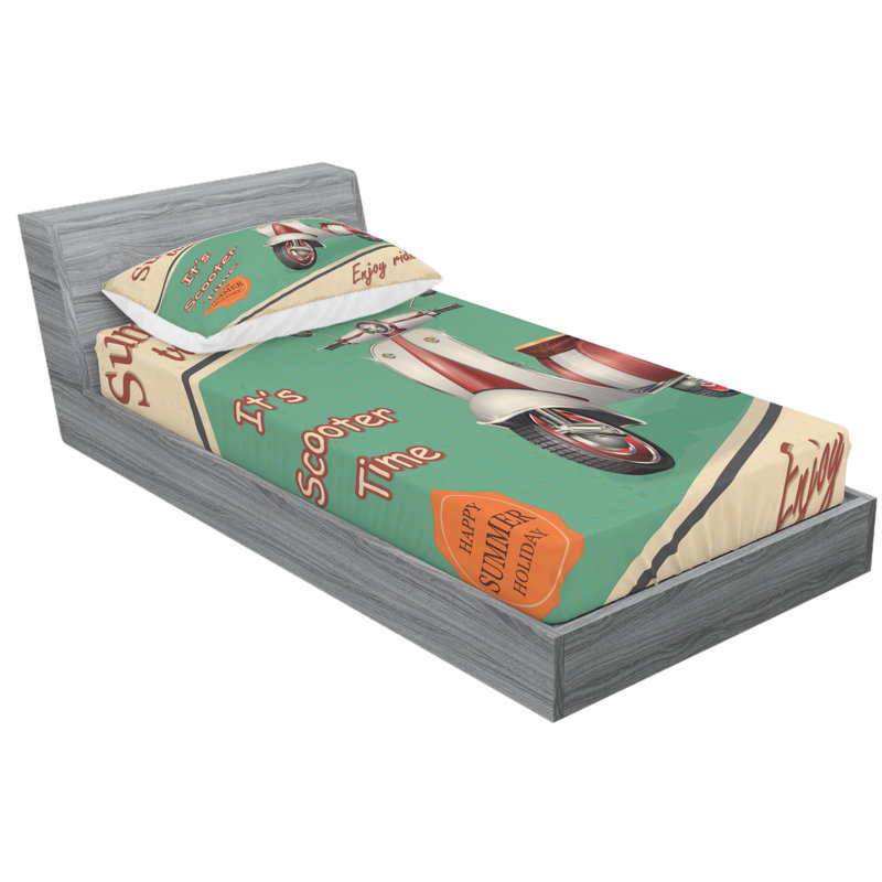 Ensemble de draps scooter, Ensemble de draps pour lit simple avec 1 taie d'or