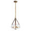 Luminaire suspendu en verre 3 lumières 12 po à finition laiton