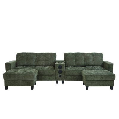 Modern Sectional Sofa 126" U-Shaped Sectional Sofa Modular Sectional Couch With Movable Storage Ottomans