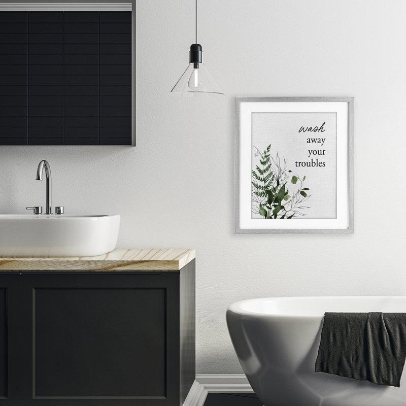 «Forest Foliage Wash Away», reproduction sous verre encadrée, design par lettré et doublé, H 21 po x l 17 po