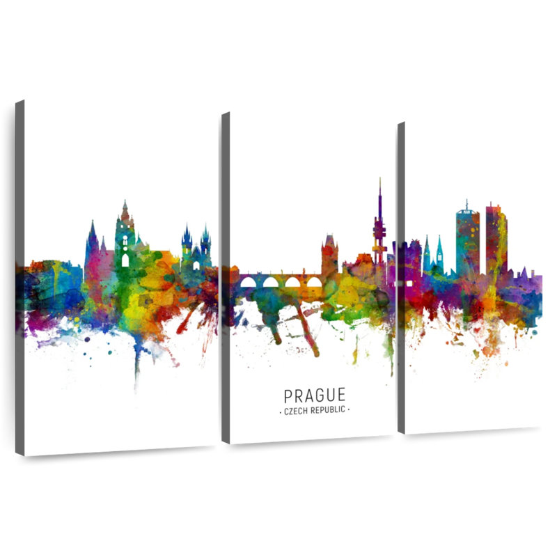 Prague Czech Republic Skyline I, 24" H x 38" W