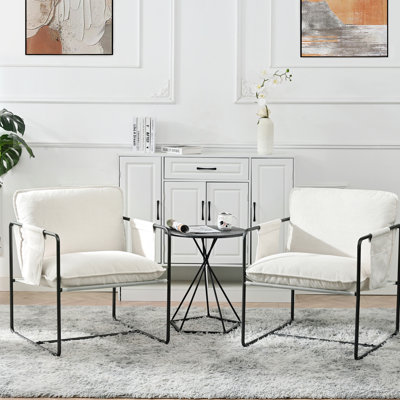 Fauteuil rembourré suspendu, blanc, coussins en mousse confortables, structure en métal robuste, pour le salon, la chambre à coucher, balcon 2 avec mousse, chambre à coucher