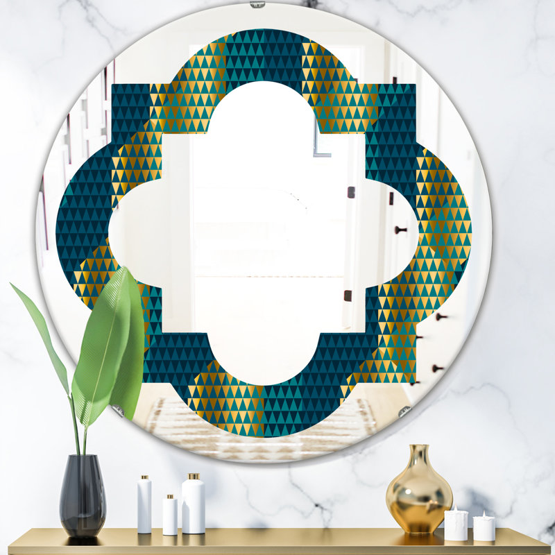 Miroir mural quadrilobe éclectique, H 31,5 po x l po