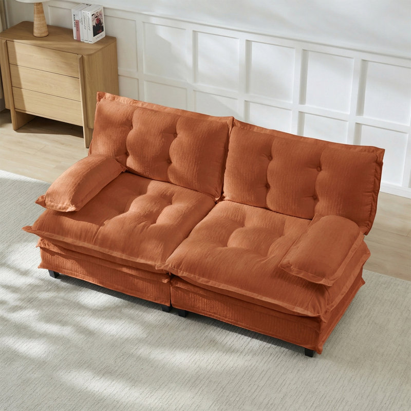 Causeuse modulaire moderne 77 po 77 po, Orange