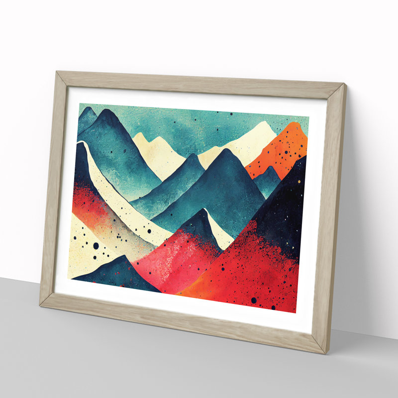 Mountain Paint Splash Vol.3 Abstract - Framed Print, 25cm H x 34cm W x 2cm D, Oak Framed