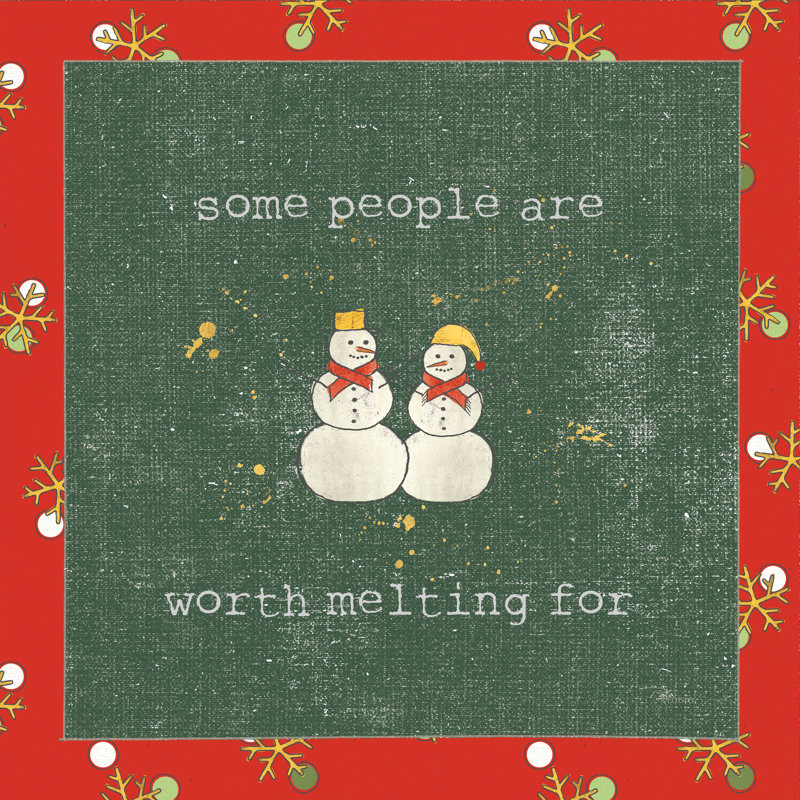Christmas Cuties IV - vert foncé - imprimé, Non, H 20 po x l 20 po x P 1,25 po, Toile avec cadre argenté