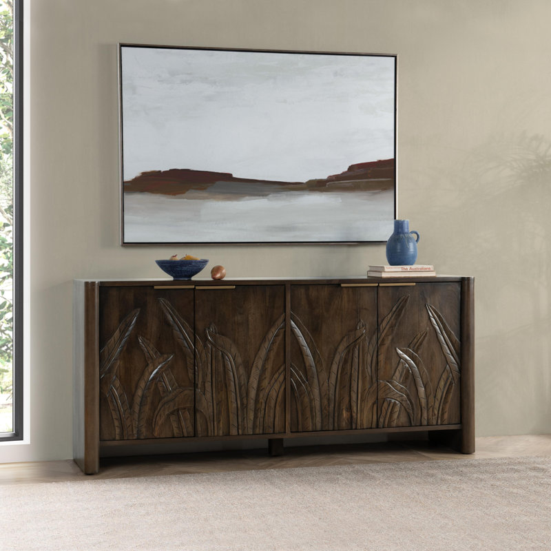 Buffet en bois massif de manguier de 82 po de largeur Ledro, Brun