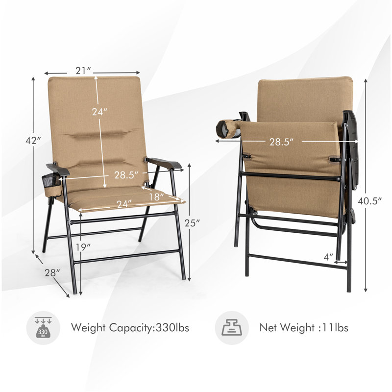 Chaise de camping pliante avec coussin Nadley, Taupe