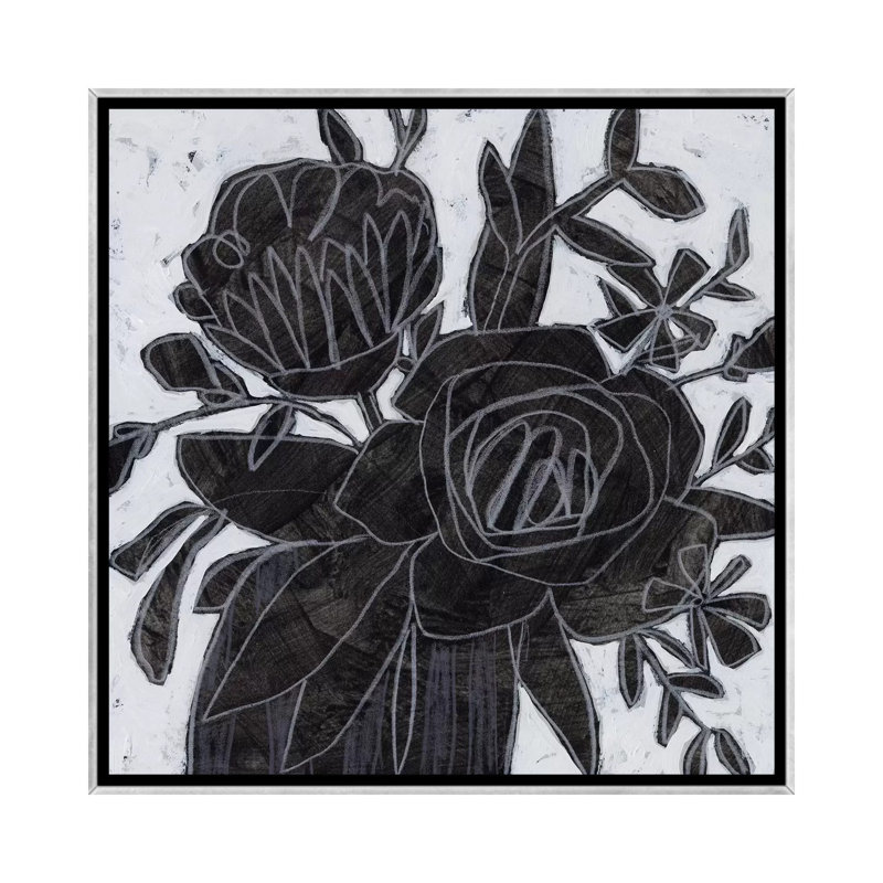 Print, H 26 po x l 26 po x P 1,5 po, Toile avec cadre argenté, Pas de tapis