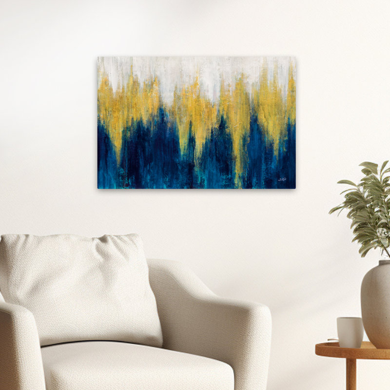 Art abstrait abstrait et lueur bleue II, H 16 po x l 24 po