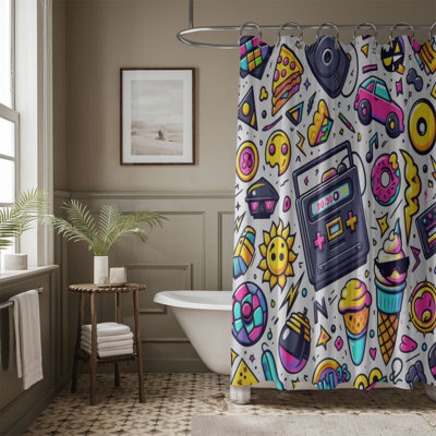 Rideau de douche standard 1 pièce Cortlenn Nostalgia