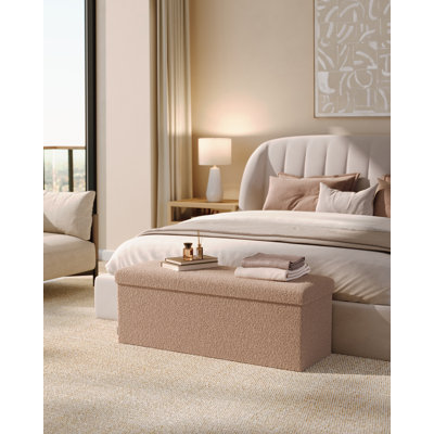 110 cm W Teddy Tufted Rectangle Ottoman with Storage
