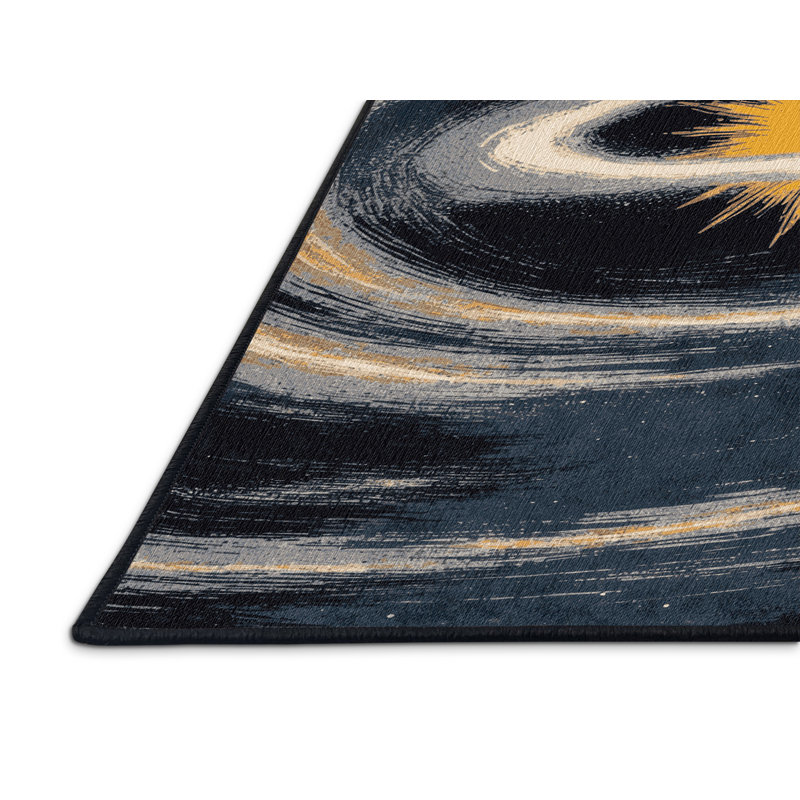 Machine Washable Space Gray Area Rug, Square 8'