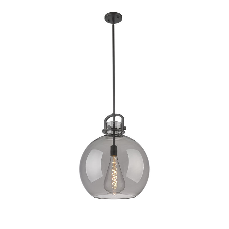 Luminaire suspendu à 1 tige Sligo, Plaqué couleur fumée, H 19,5 po x l 16 po x P 16 po, Noir mat