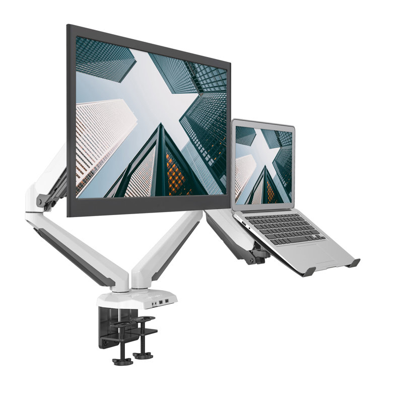 Support universel pour ordinateur portable à hauteur réglable 2 écrans, Blanc