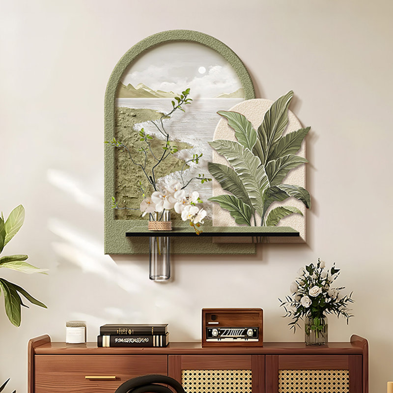 Art mural vert grès forme libre, H 29,92 po x l 27,56 po