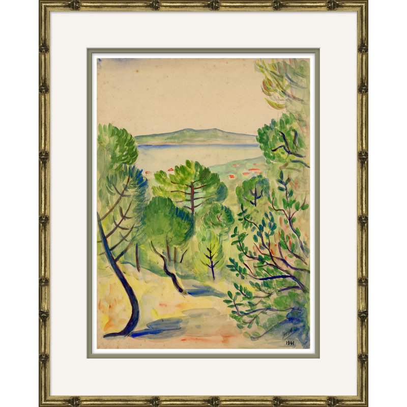 Primitive Landscape - Small - Picture Frame Painting Print, 21.5" H x 17.5" W x 2.25" D, Bronze Framed