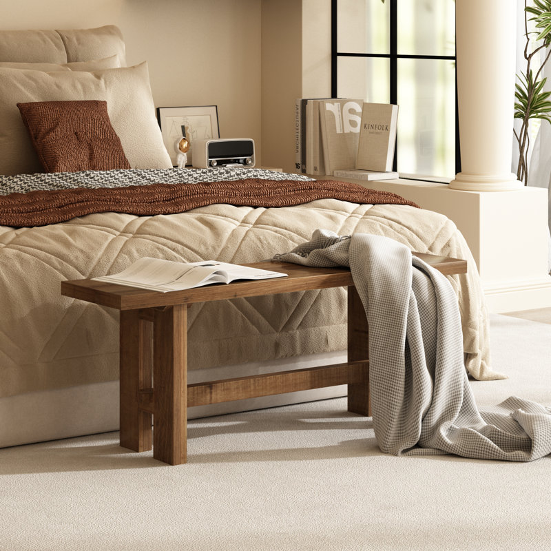 43''W Solid Reclaimed Wood Bench, 17.4" H x 43.3" W x 11.8" D 