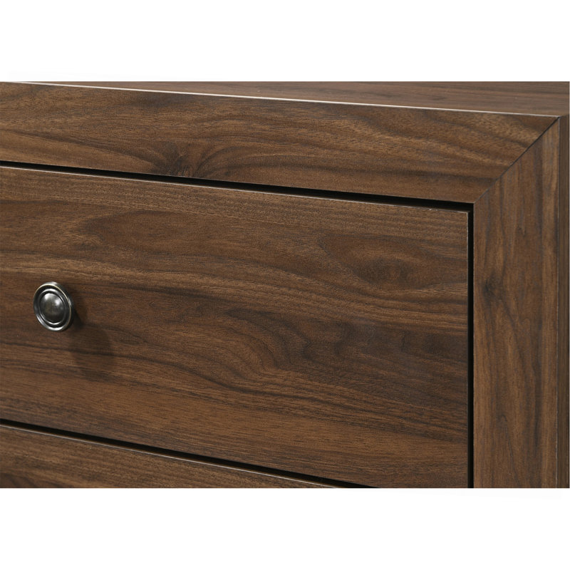 Table de chevet 1 tiroir 2 pièces avec quincaillerie en métal brun cerise, Brun