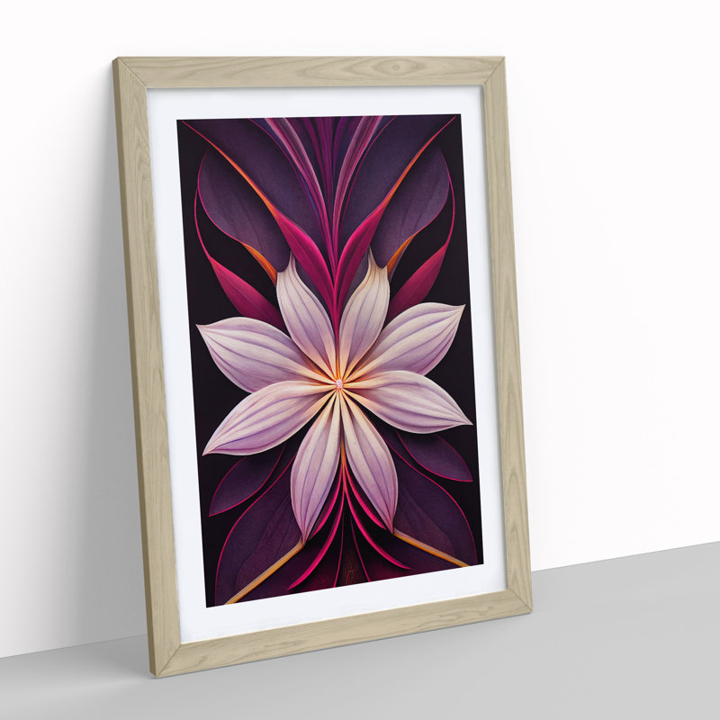 The Beaming Flower Abstract 1 Piece Single Picture Frame Wall Art, 46cm H x 34cm W x 2cm D, Oak Framed