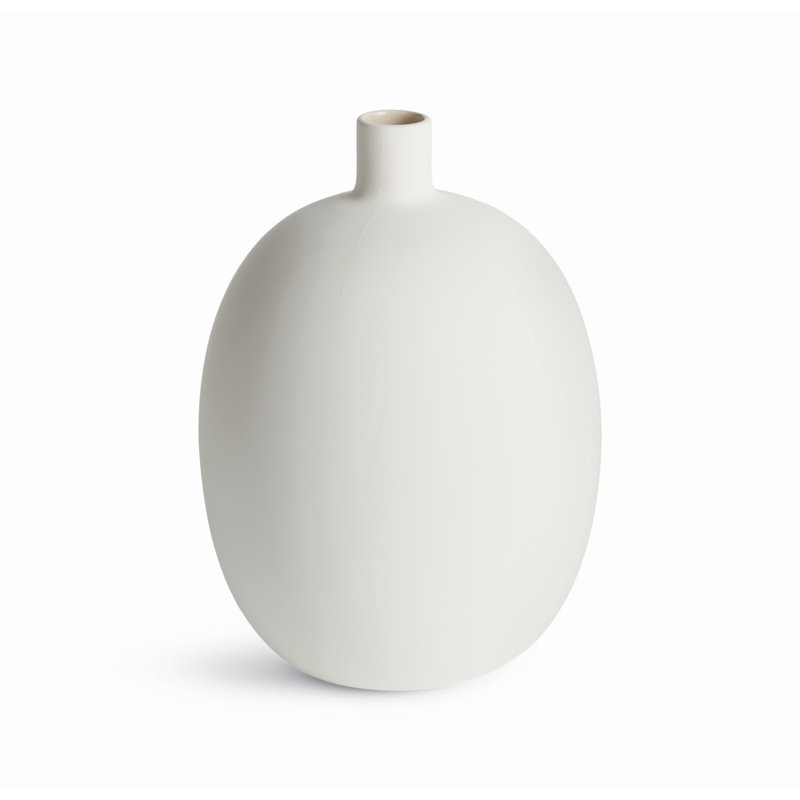 Vase Isaid, H 12,5 po x l 9 po x P 9 po, Blanc