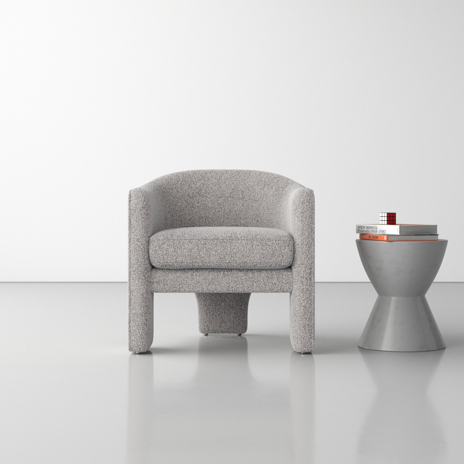 Upland Upholstered Armchair, Light Gray Boucle