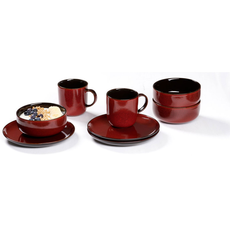 Piece Stoneware Dinnerware Set - Service for 6, Red