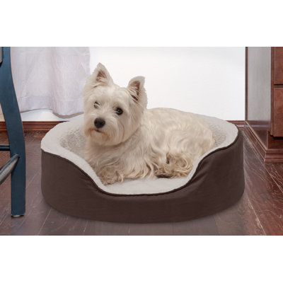 Faux Sherpa & Suede Oval Dog Bed