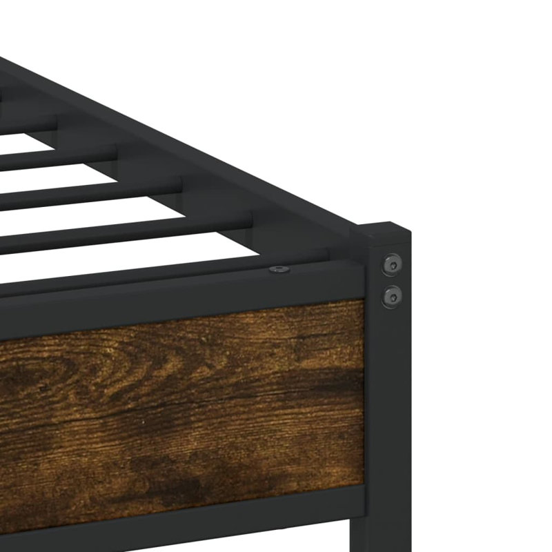 Vidaxl Metal Bed Frame Without Mattress, 200 x 200cm, Smoked Oak