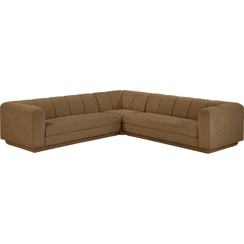 Landis Fabric Upholstered 3Pc. Modular Sectional, Brown Fabric