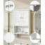 Armoire à pharmacie murale moderne avec barre à serviettes et tablette réglable, armoire de rangement de salle de bain peu encombrante avec portes doublées pour articles de toilette et articles essentiels